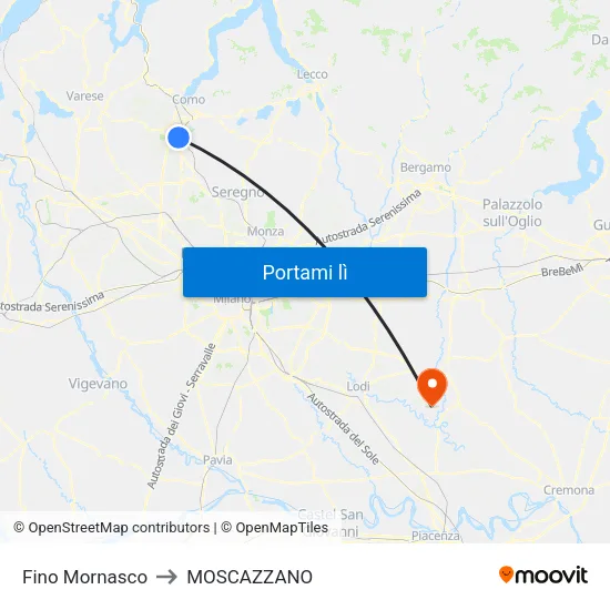 Fino Mornasco to MOSCAZZANO map