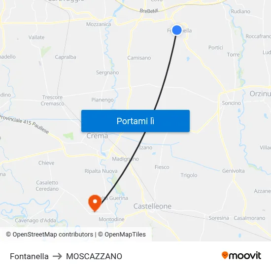 Fontanella to MOSCAZZANO map