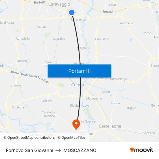 Fornovo San Giovanni to MOSCAZZANO map