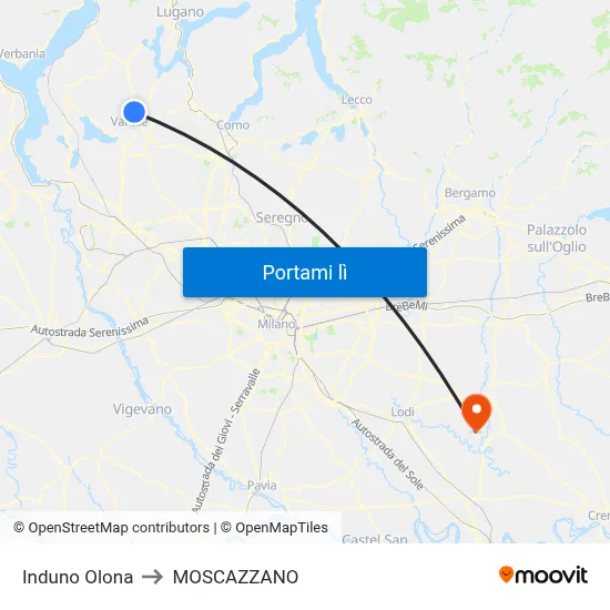 Induno Olona to MOSCAZZANO map