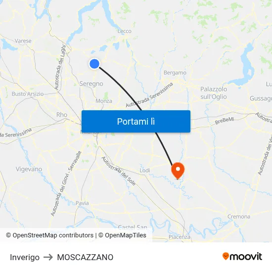 Inverigo to MOSCAZZANO map