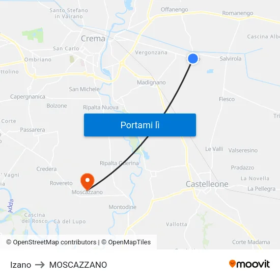 Izano to MOSCAZZANO map