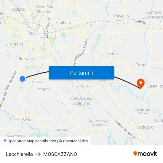 Lacchiarella to MOSCAZZANO map