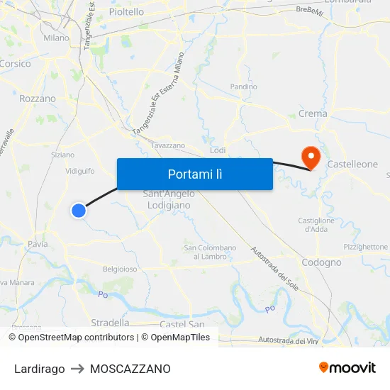 Lardirago to MOSCAZZANO map