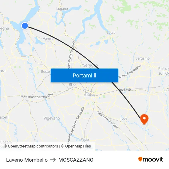 Laveno-Mombello to MOSCAZZANO map