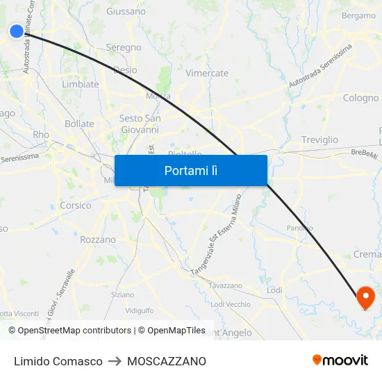 Limido Comasco to MOSCAZZANO map