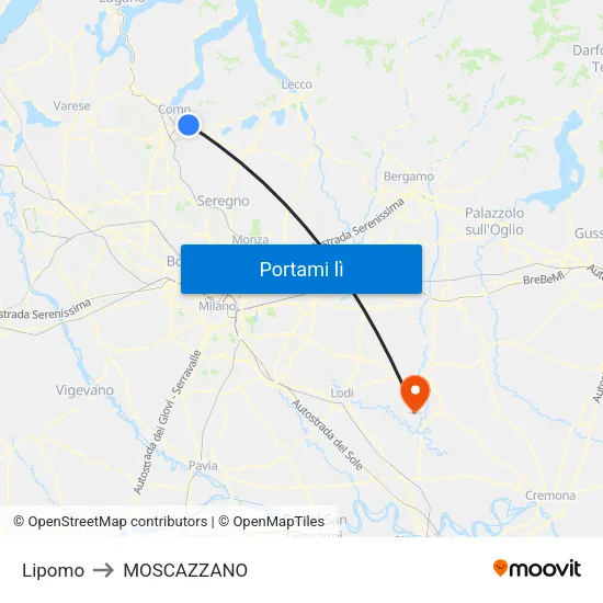 Lipomo to MOSCAZZANO map