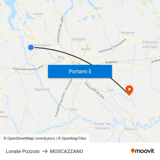Lonate Pozzolo to MOSCAZZANO map