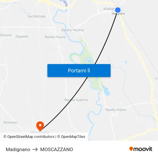 Madignano to MOSCAZZANO map