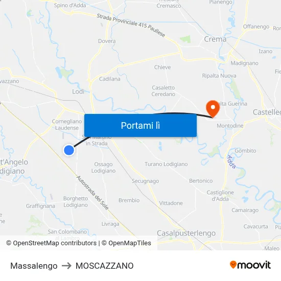 Massalengo to MOSCAZZANO map