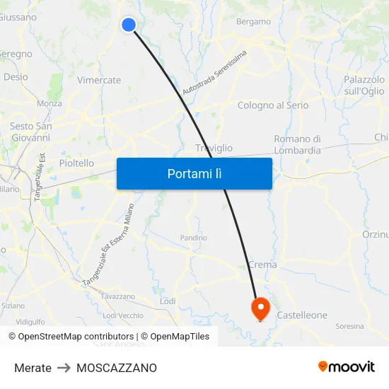 Merate to MOSCAZZANO map