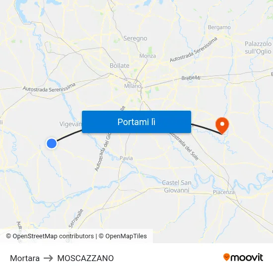 Mortara to MOSCAZZANO map