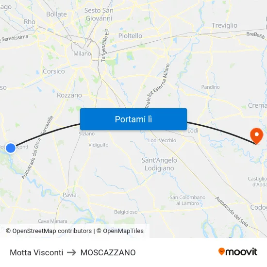 Motta Visconti to MOSCAZZANO map