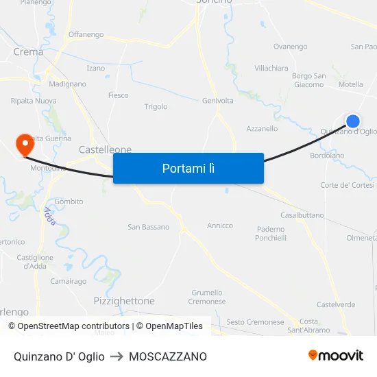 Quinzano D' Oglio to MOSCAZZANO map