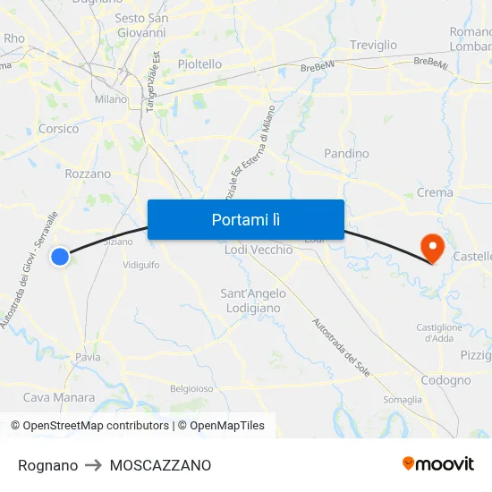 Rognano to MOSCAZZANO map