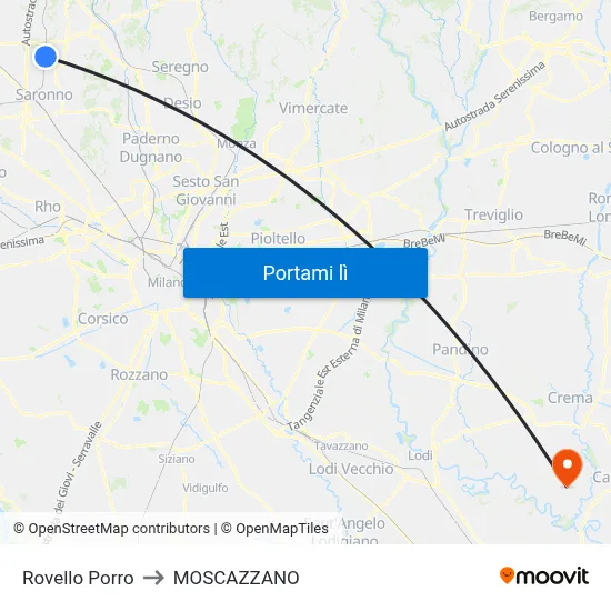 Rovello Porro to MOSCAZZANO map