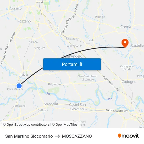San Martino Siccomario to MOSCAZZANO map