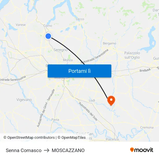 Senna Comasco to MOSCAZZANO map