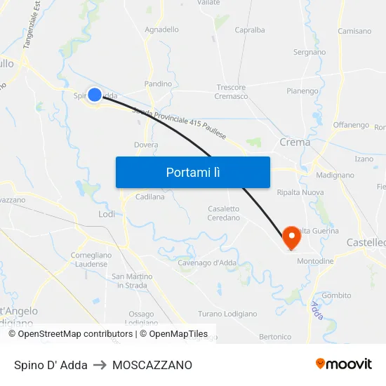 Spino D' Adda to MOSCAZZANO map