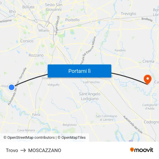 Trovo to MOSCAZZANO map
