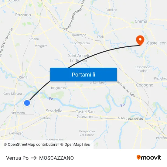Verrua Po to MOSCAZZANO map