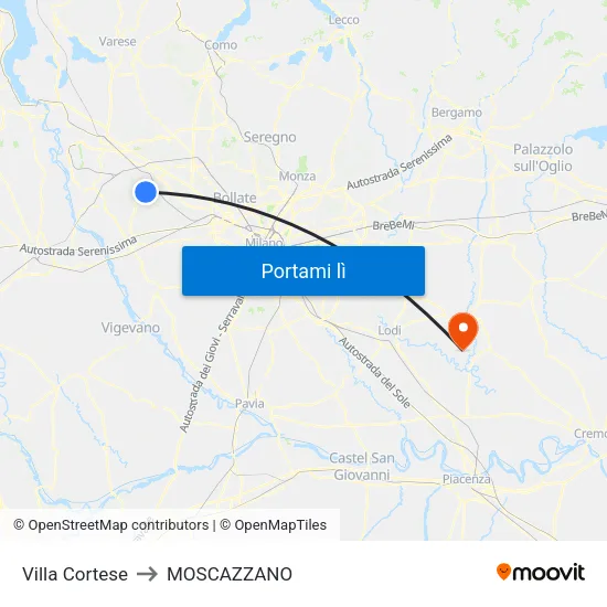 Villa Cortese to MOSCAZZANO map