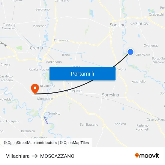 Villachiara to MOSCAZZANO map