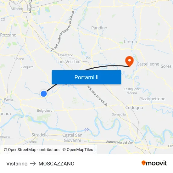 Vistarino to MOSCAZZANO map