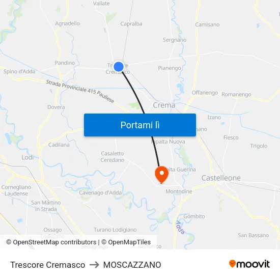 Trescore Cremasco to MOSCAZZANO map