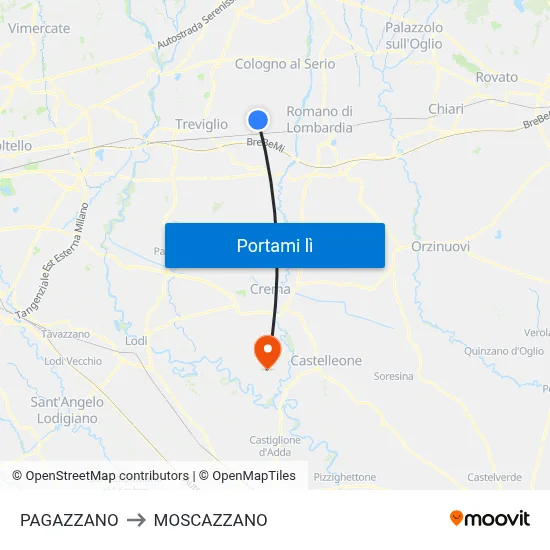 PAGAZZANO to MOSCAZZANO map