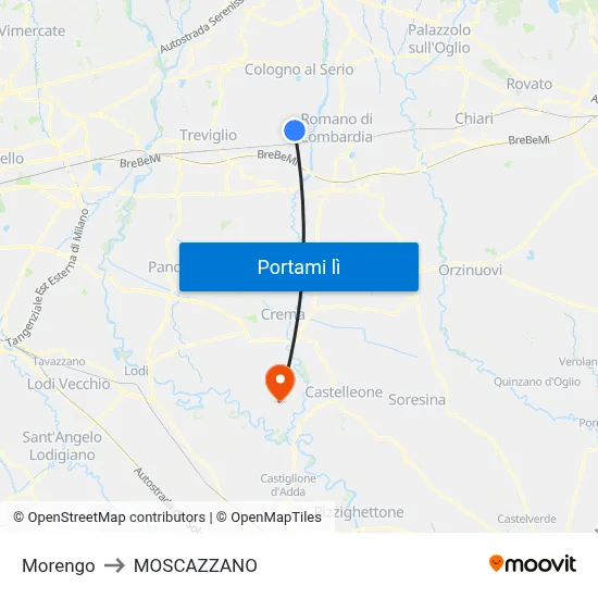 Morengo to MOSCAZZANO map