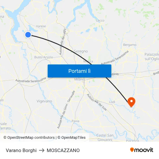 Varano Borghi to MOSCAZZANO map