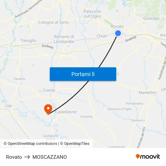 Rovato to MOSCAZZANO map