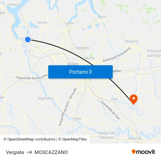 Vergiate to MOSCAZZANO map