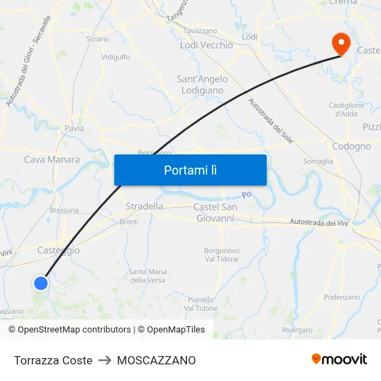 Torrazza Coste to MOSCAZZANO map