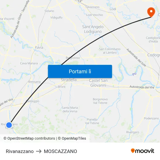 Rivanazzano to MOSCAZZANO map