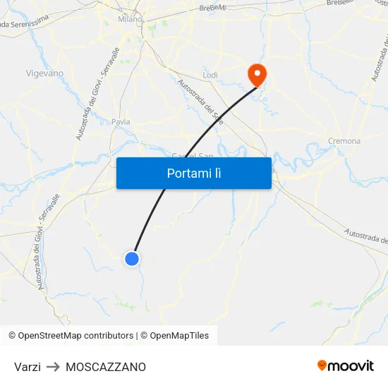 Varzi to MOSCAZZANO map