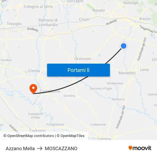 Azzano Mella to MOSCAZZANO map