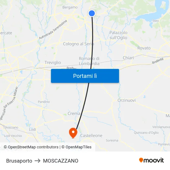 Brusaporto to MOSCAZZANO map