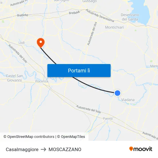 Casalmaggiore to MOSCAZZANO map