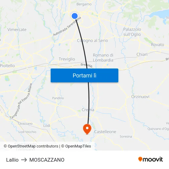 Lallio to MOSCAZZANO map