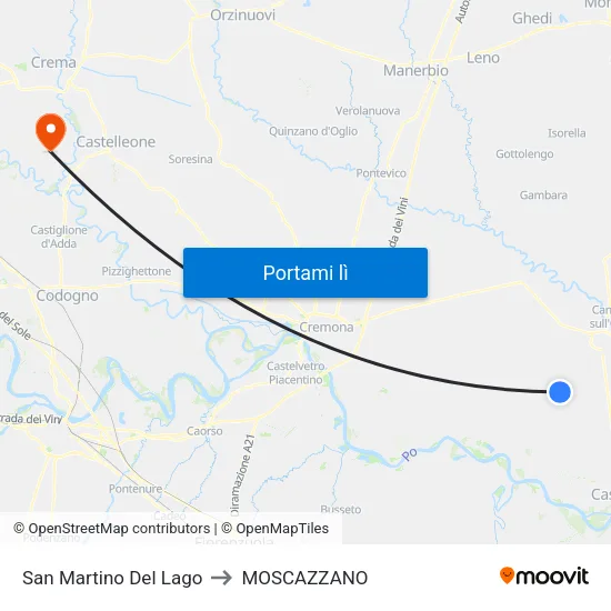 San Martino Del Lago to MOSCAZZANO map
