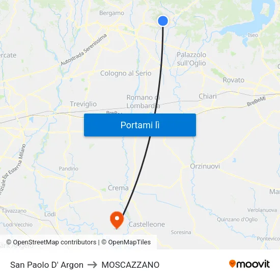 San Paolo D' Argon to MOSCAZZANO map