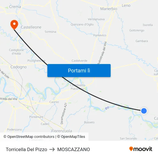 Torricella Del Pizzo to MOSCAZZANO map
