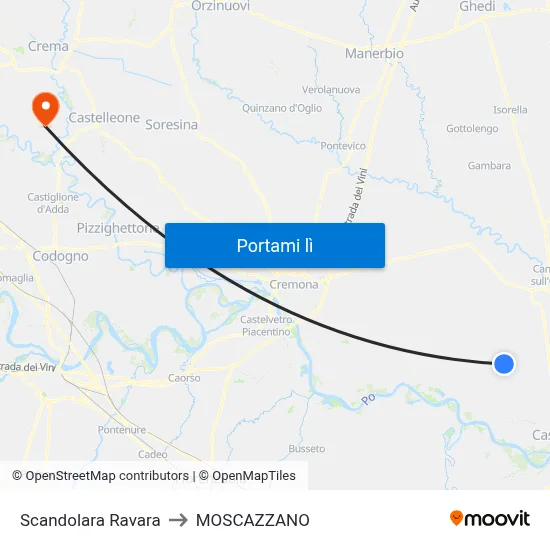 Scandolara Ravara to MOSCAZZANO map