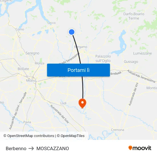 Berbenno to MOSCAZZANO map
