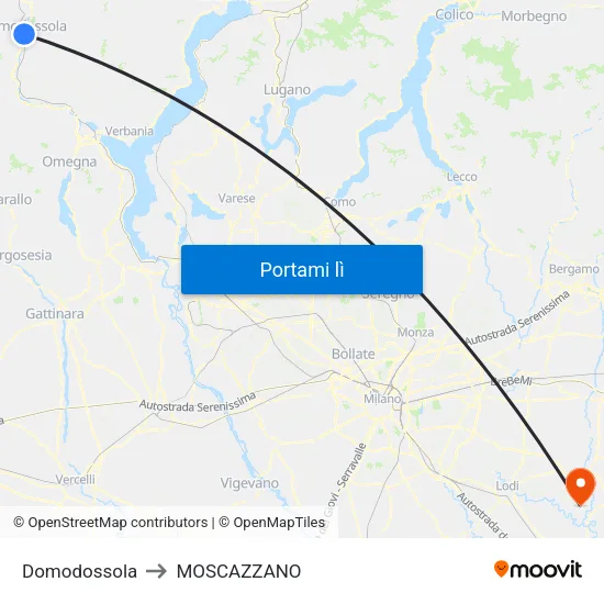 Domodossola to MOSCAZZANO map
