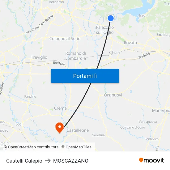 Castelli Calepio to MOSCAZZANO map