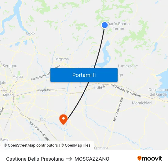 Castione Della Presolana to MOSCAZZANO map