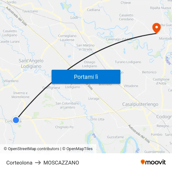 Corteolona to MOSCAZZANO map